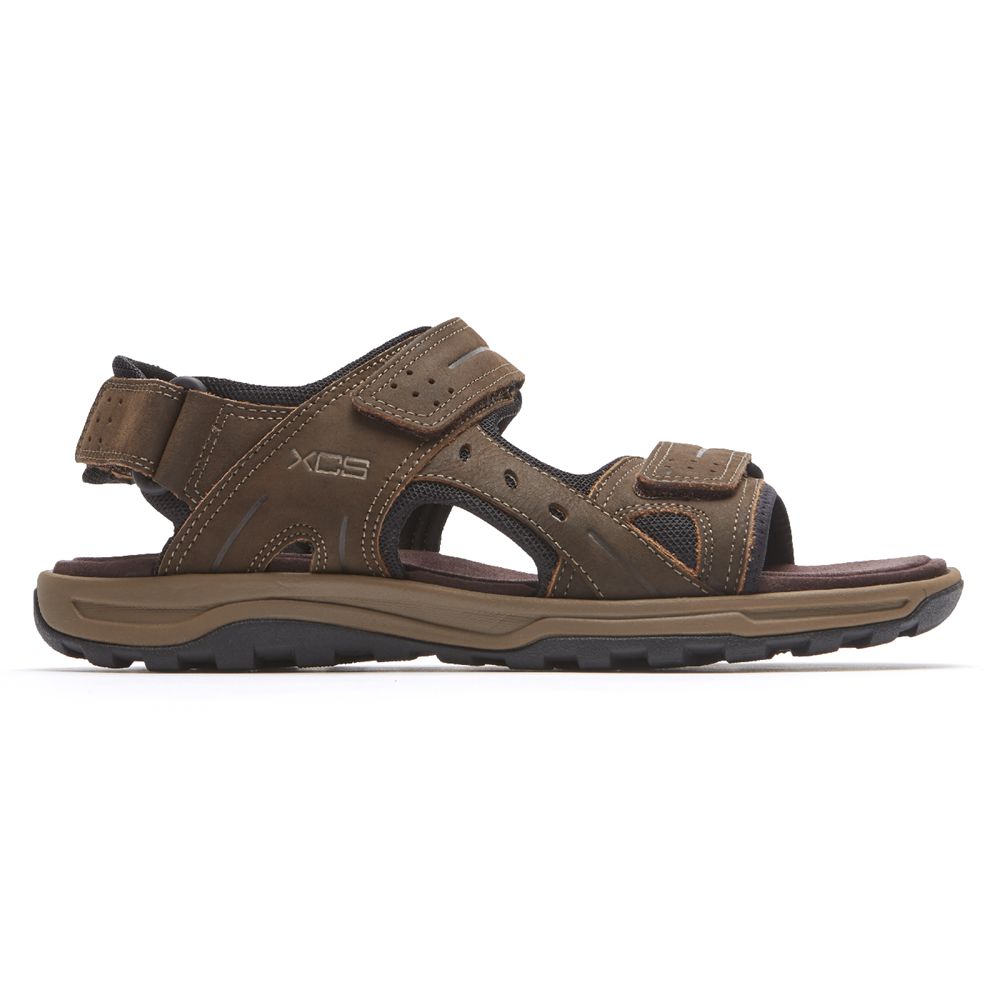 Rockport Men's Xcs Trail Technique Adjustable Sandals - Brown - USA (6589ZXTGO)